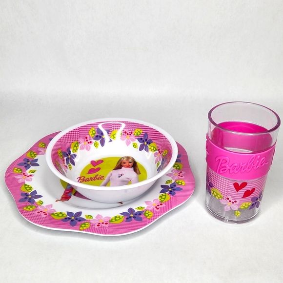 Vintage Barbie 3 Piece Melamine Dish Set Y2k 90s Nostalgia - Picture 1 of 3